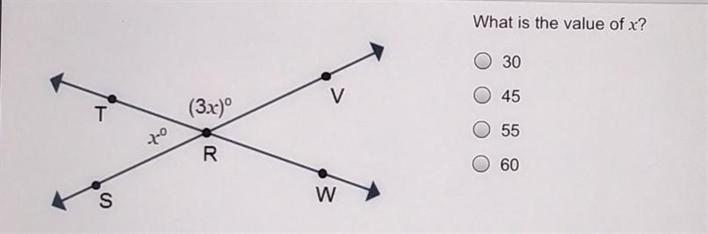 What is the value of x? 30 45 55 60​-example-1