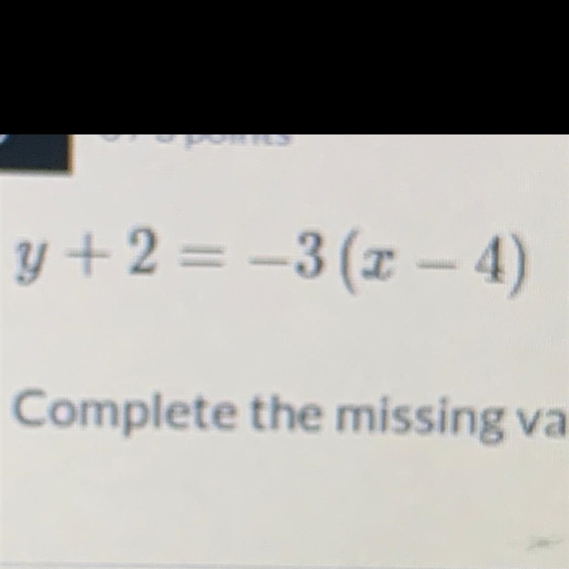 Question : y+ 2=-3(x-4) Gives me (0,-2)-example-1