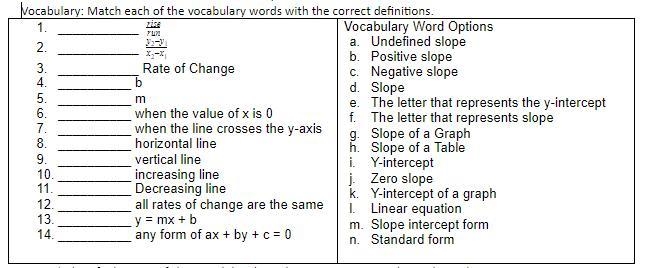 Vocabulary: Match each of the vocabulary words with the correct definitions.-example-1