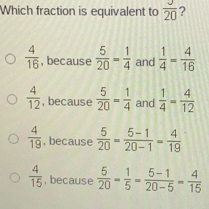 Which fraction is equivalent to 20-example-1