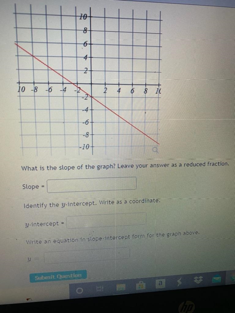 What is the slope of the graph ? Leave your answer as a reduced fraction .-example-1