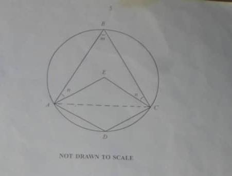 The diagram above shows circle ABCD with Centre E Quadrilateral EADC is a rhombus-example-1