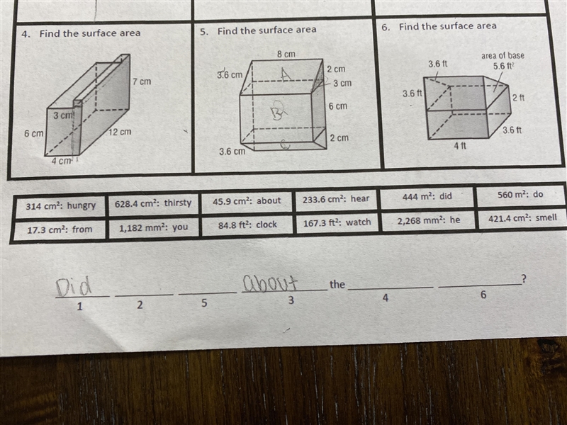 Find surface area Can you show us how to solve 4,5 and 6 Thanks!-example-1