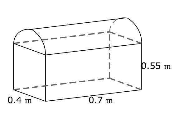 A company manufactures aluminum mailboxes in the shape of a box with a half-cylinder-example-1