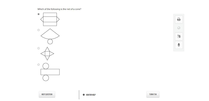 Which of the following is the net of a cone?-example-1