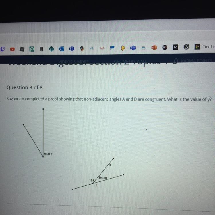 Savannah completed a proof showing that non adjacent angles A and B are congruent-example-1