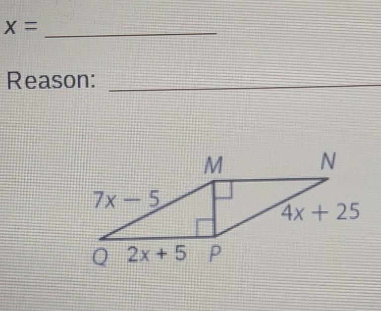 What value of x will make the given triangles congruent?​-example-1