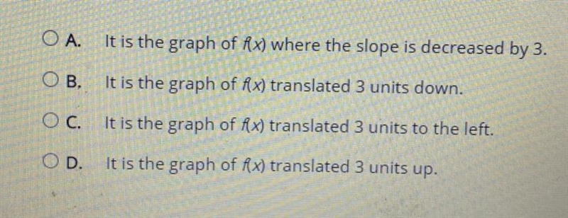 Each statement describes a transformation of the graph of F(x) = x. Which statement-example-1