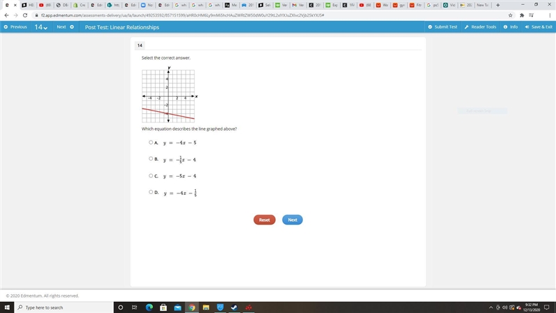 Select the correct answer. Which equation describes the line graphed above?-example-1