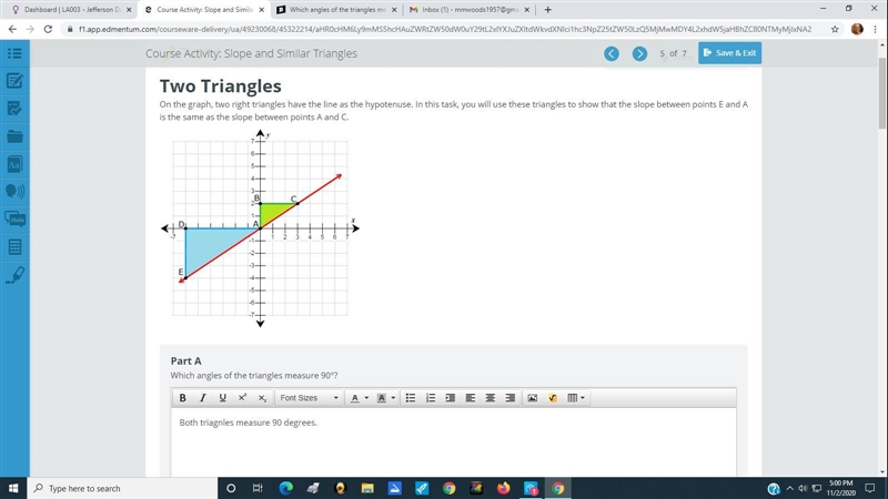 Please Help!!! Which angles of the triangles measure 90°?-example-1