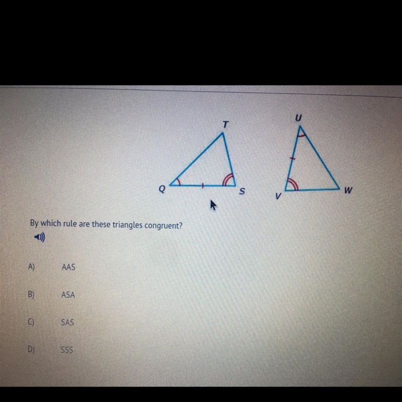 Someone help pls by which rule are these triangles congruent?-example-1