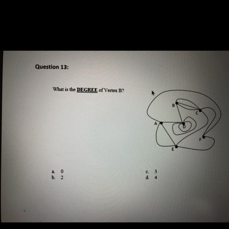 What is the DEGREE of Vertex B?-example-1