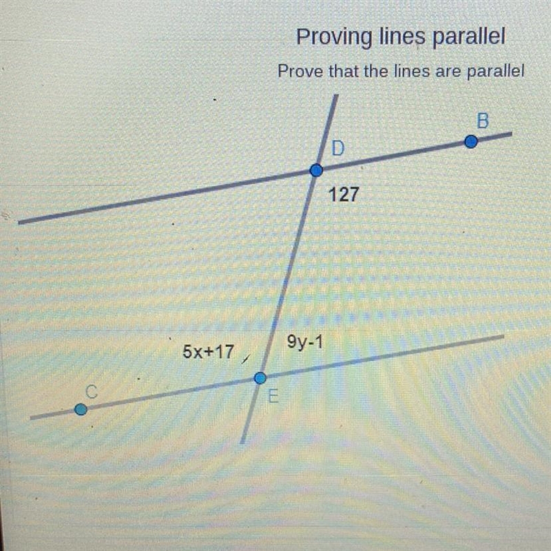 ⚠️NEED HELP ASAP!!!!!⚠️ What value of y makes lines DB and CE parallel? A.)116 B.)14 C-example-1