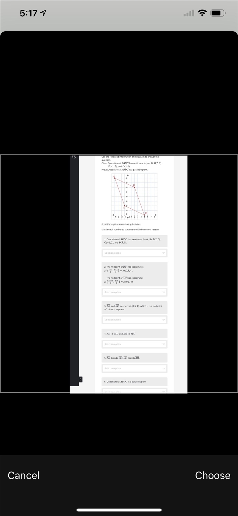 Select one of these to fill the 6 questions A .If two lines intersect, then their-example-1