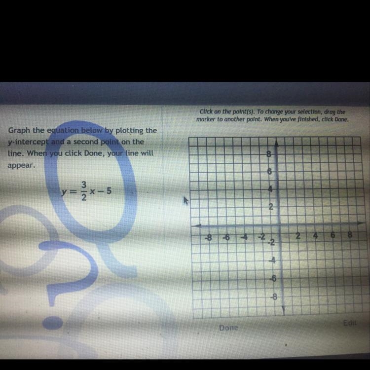 Graph the equation below by plotting the y-intercept and a second point on the line-example-1