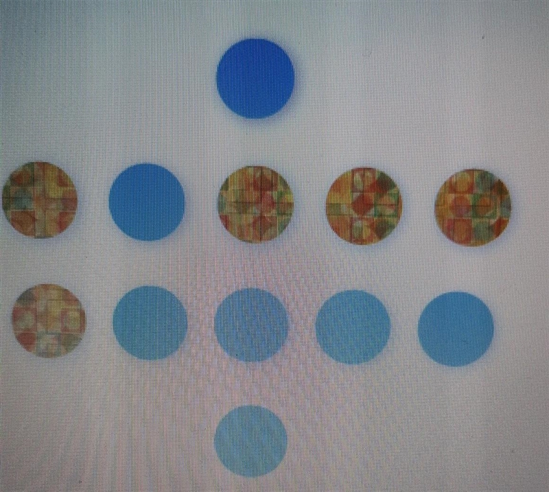 In the diagram, what is the ratio of patterned circles to plain circles ​-example-1