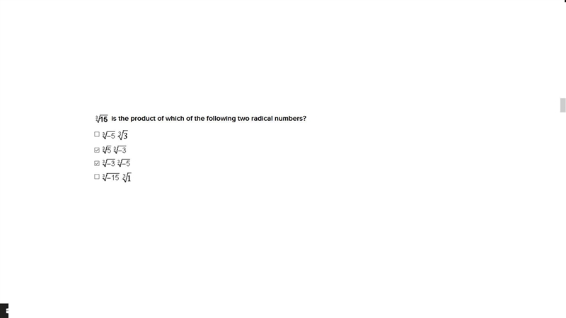 Is the product of which of the following two radical numbers?-example-1