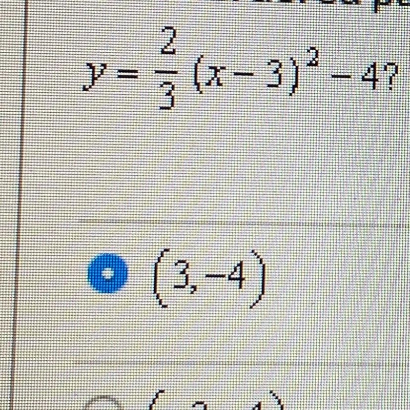 What ordered pair corresponds to the vertex of the function-example-1