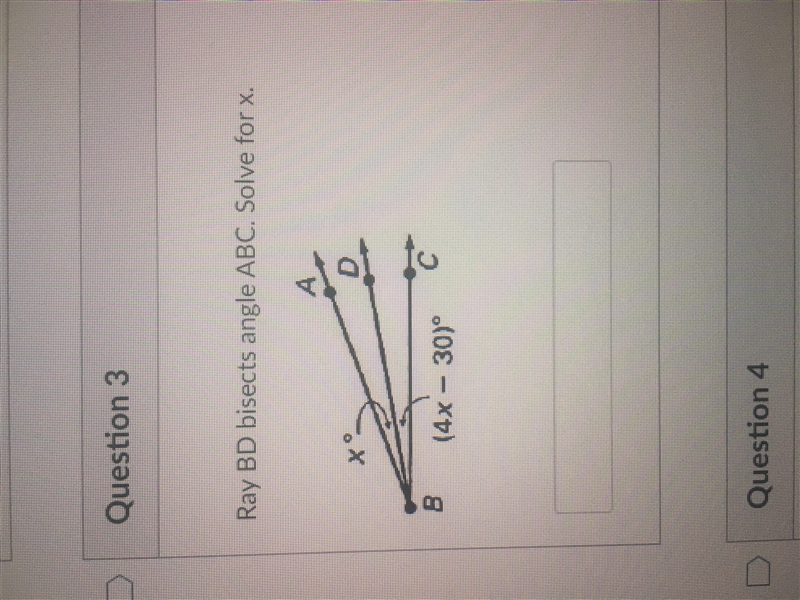 Ray bd bisects angle abc. solve for x-example-1