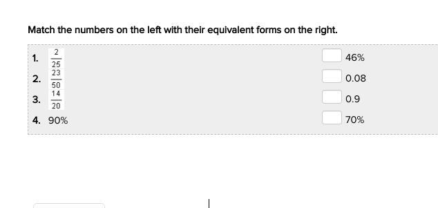 Match the numbers on the left with their equivalent forms on the right.-example-1