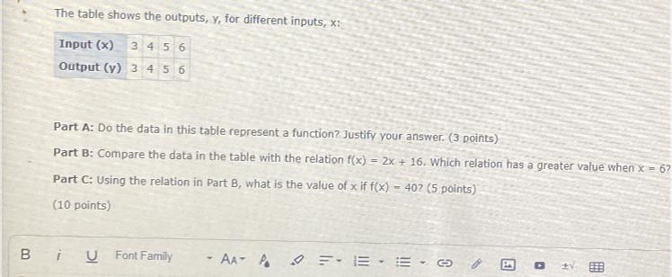 HELP ME QUICK PLEASEE!! 4. (03.03 HC) The table shows the outputs, y, for different-example-1