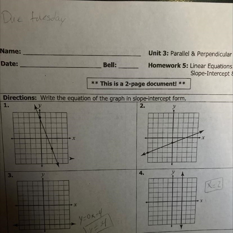 Directions: Write the equation of the graph in slope-intercept form.-example-1