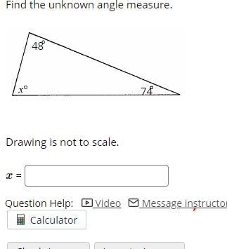 Find the unknown angle measure.-example-1