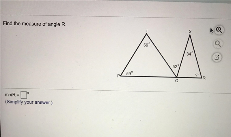 Help find the measure of R please. Step by step-example-1