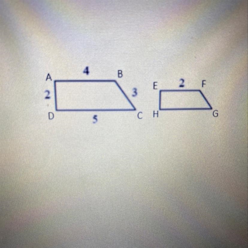 PLEASE HELP I AHVE LIMITED TIME If ABCD – EFGH, how will the areas compare? Select-example-1