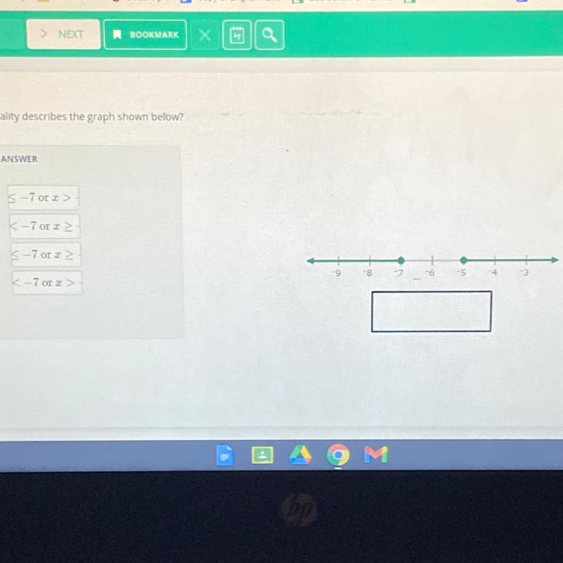 What compound inequality describes the graph shown below?-example-1