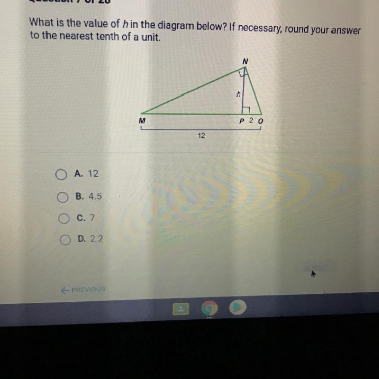 PLEASE HELPP ASAP!! what is the value of H in the diagram below ? if necessary, round-example-1