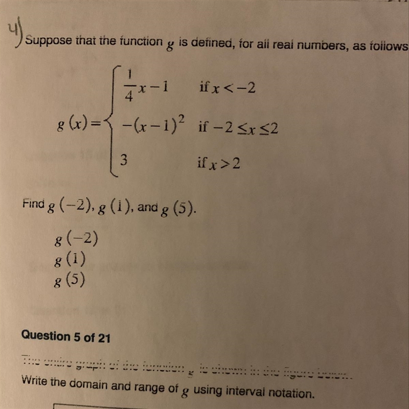 Suppose that the function g is defined for all real numbers as follows-example-1