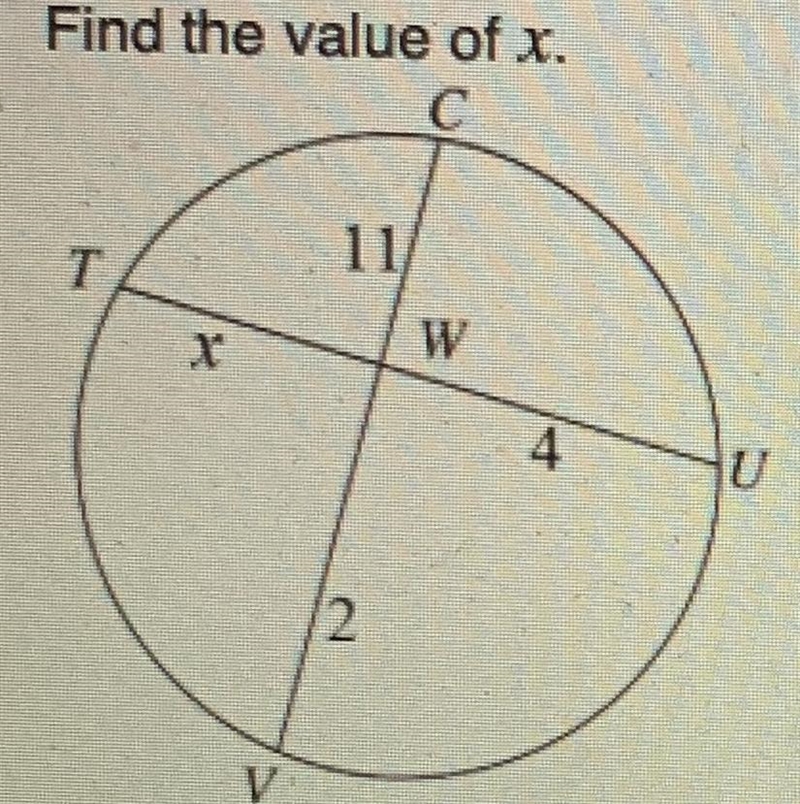 Find the value of x. A. 22 B. 7.3 C. 3.6 D. 5.5-example-1