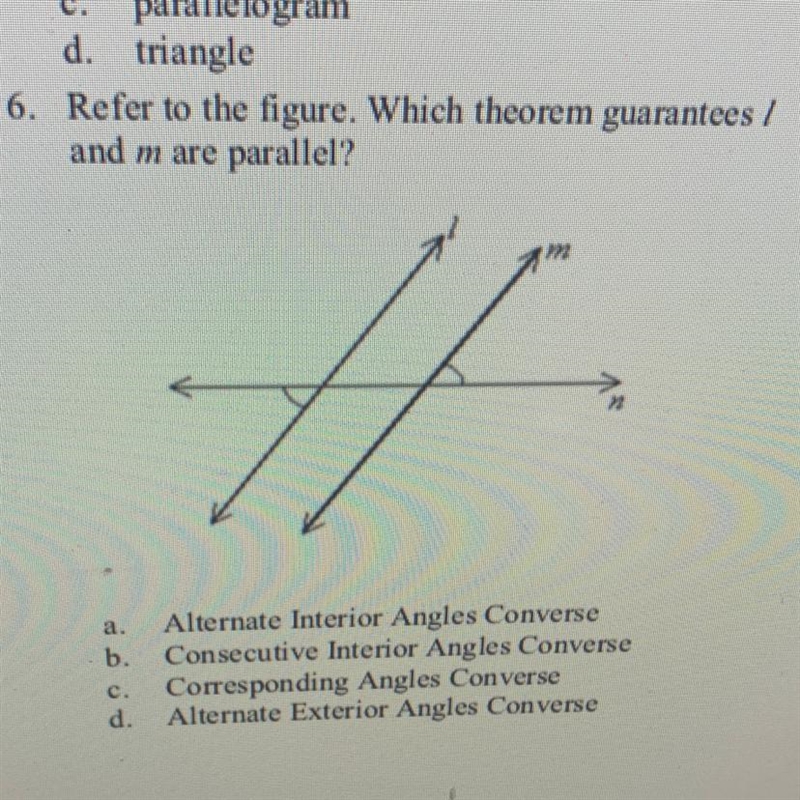 Refer to the figure. Which Theorem guarantees L and M are parallel-example-1