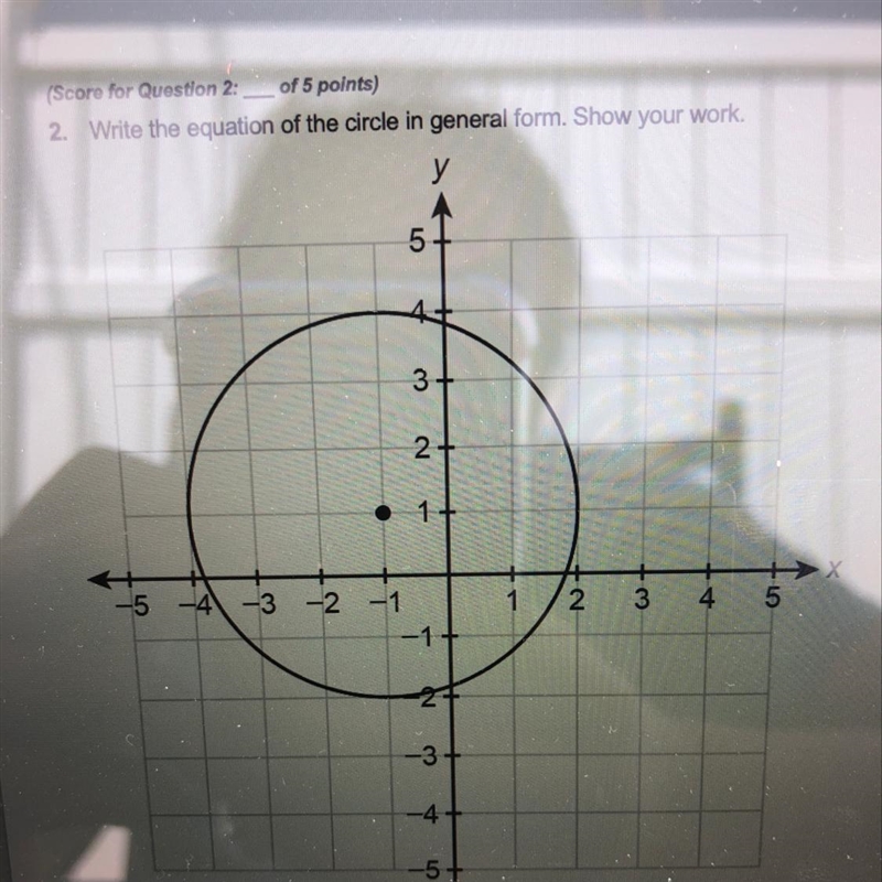 2. Write the equation of the circle in general form. Show your work.-example-1