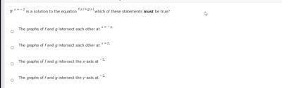 If x = -2 is a solution to the equation f(x) = g (x) which of these statements must-example-1