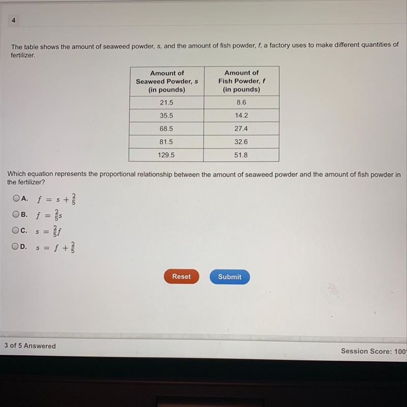 Which equation represent the proportional relationship between the amount of seaweed-example-1