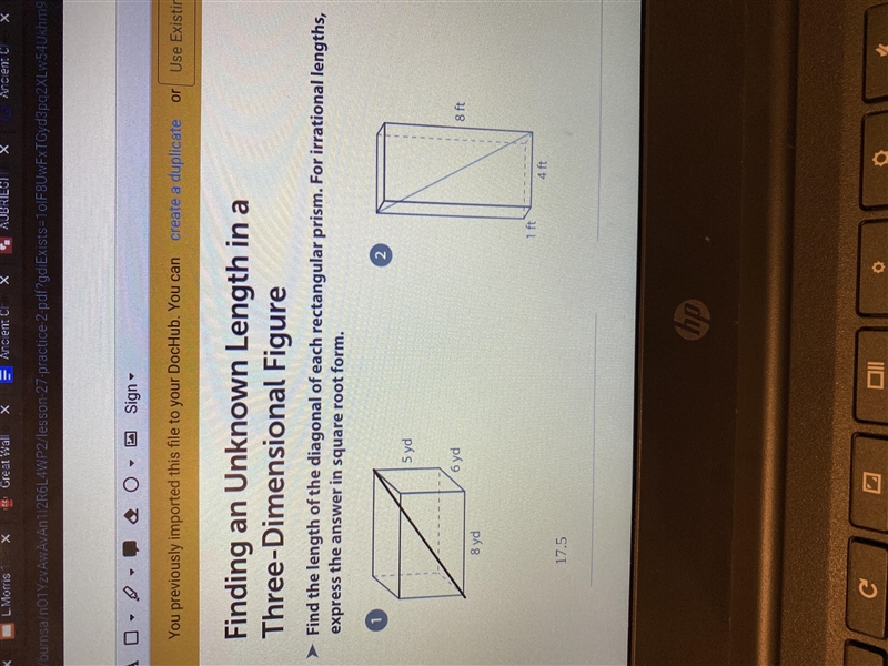 Finding the unknown length in a 3-d figure-example-1