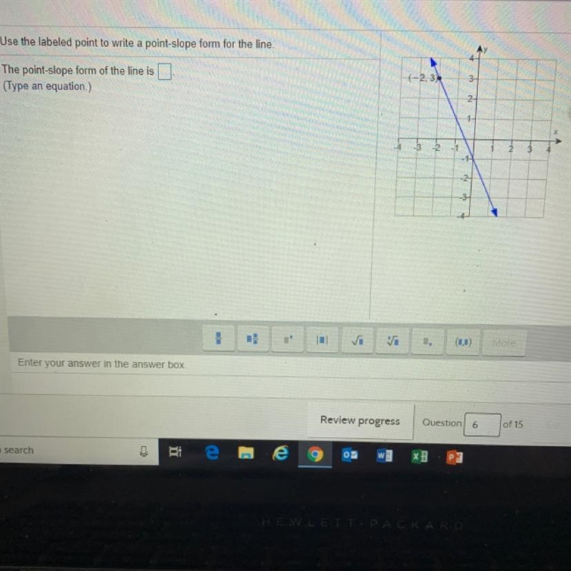 Use the labled point to write a point slope form for the line-example-1