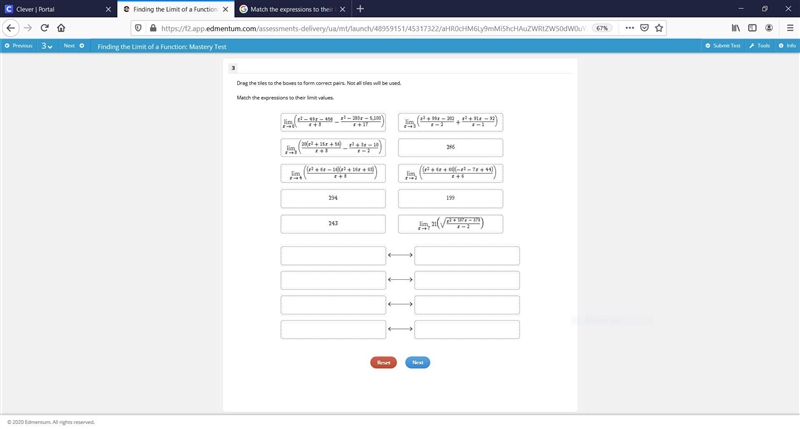 Match the expressions to their limit values.-example-1