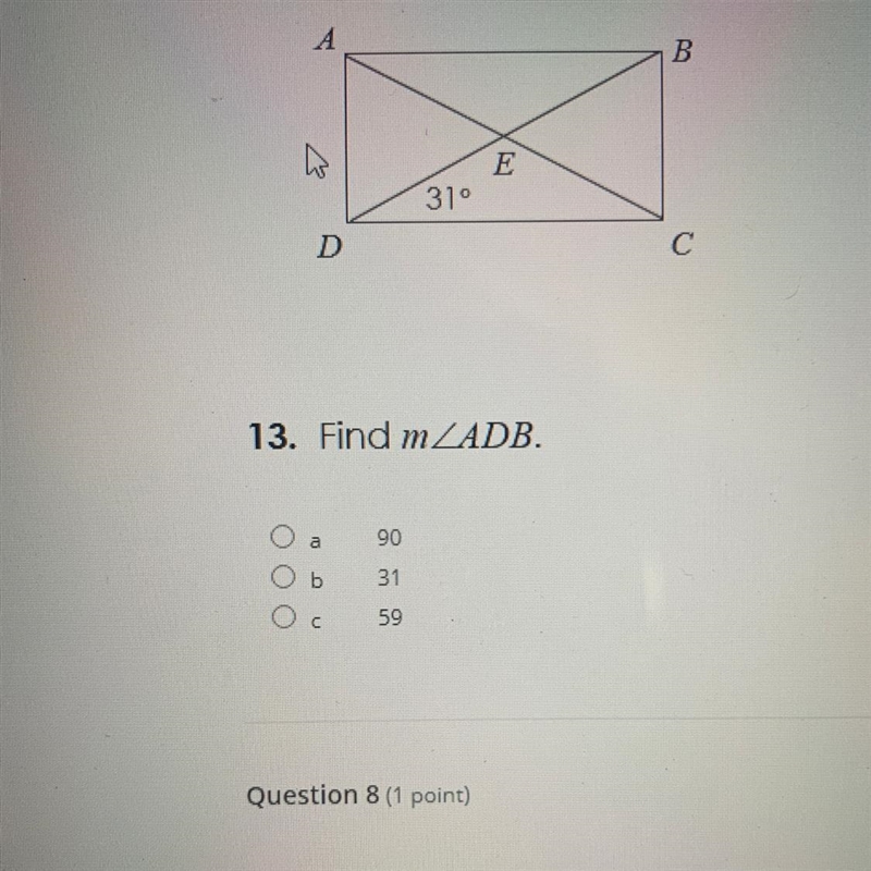 Find m a. 90 b. 31 c. 59-example-1