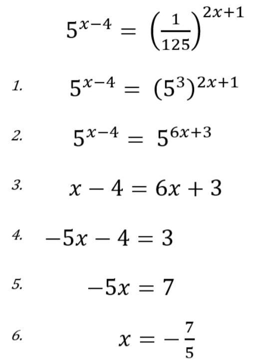 Look at the way the following exponential equation was solved for x. Somewhere in-example-1