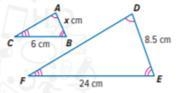 Calculate the measure of the side: Triangle ABC is similar to Triangle DEF Show your-example-1