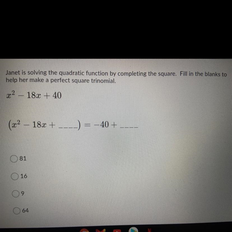 Solving Quadratic Equations question pls help asap 10 points!-example-1