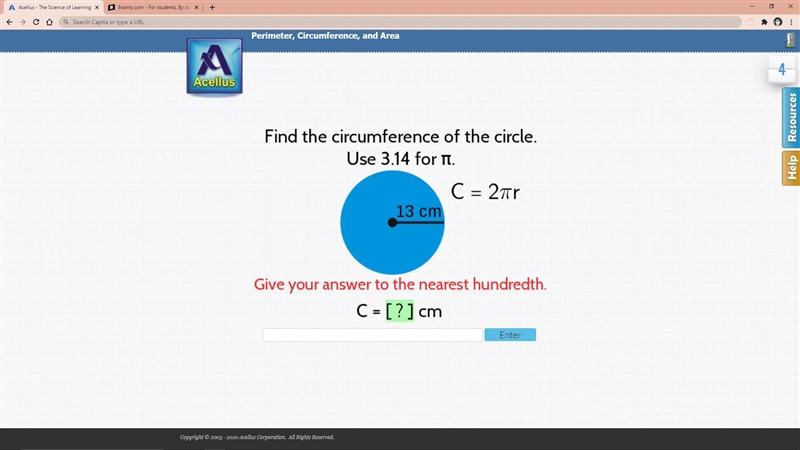 Find the area of the circle use 3.14-example-1