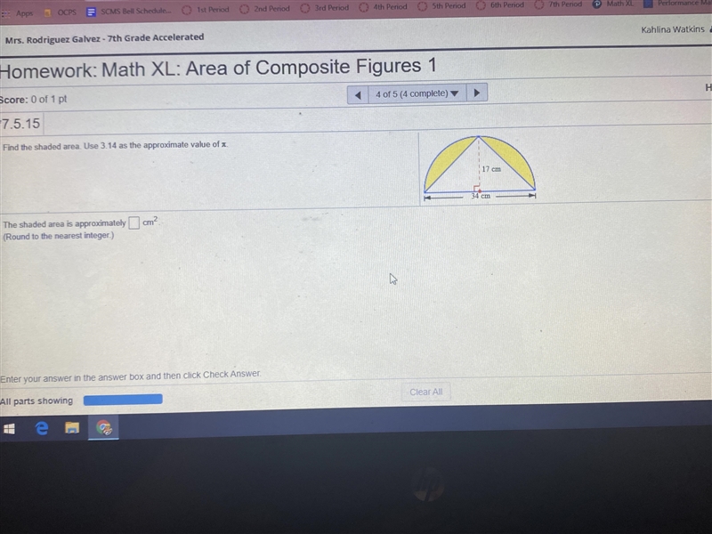 Find the shaded area. Use 3.14 as the approximate value of pi.-example-1