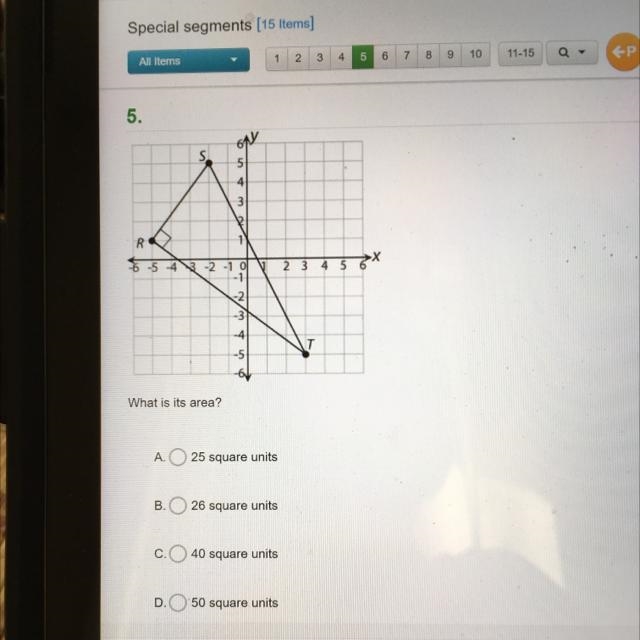 What is the area of the right triangle below?-example-1