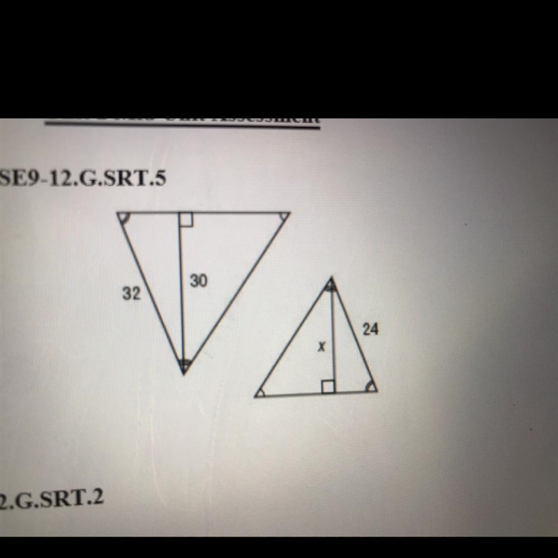 F. ALGEBRA Find x. a. 25.6 b. 22.5 c. 38 d. 40-example-1