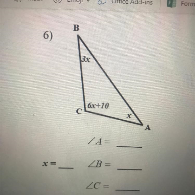 Please help!!! find x, A, B, and C.-example-1