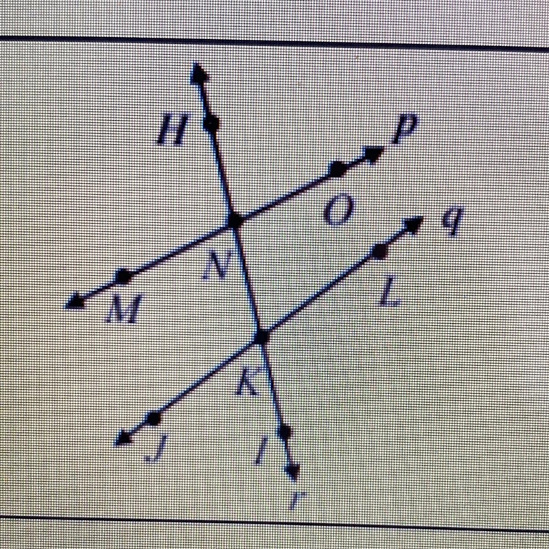 1. Use the diagram to the right to name the following. a) Four collinear points. b-example-1